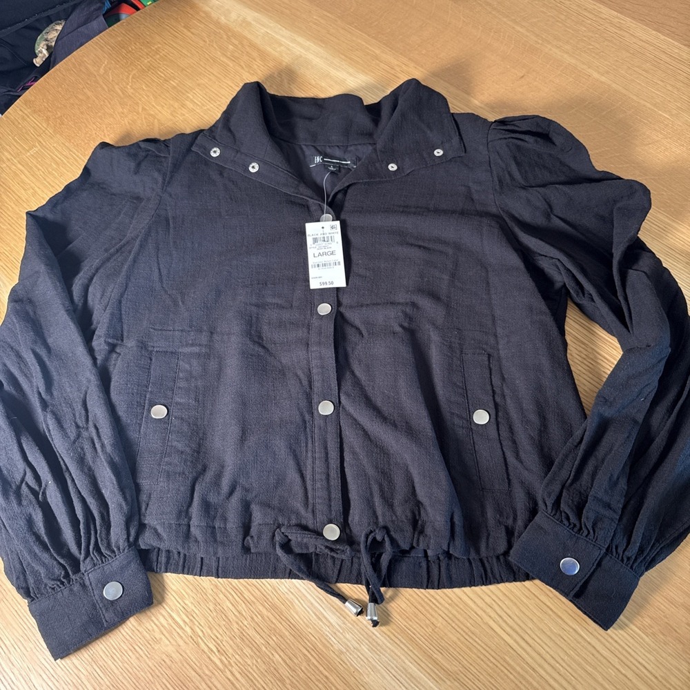 Women's Lg I•N•C International Concepts Black Light Button Up Jacket